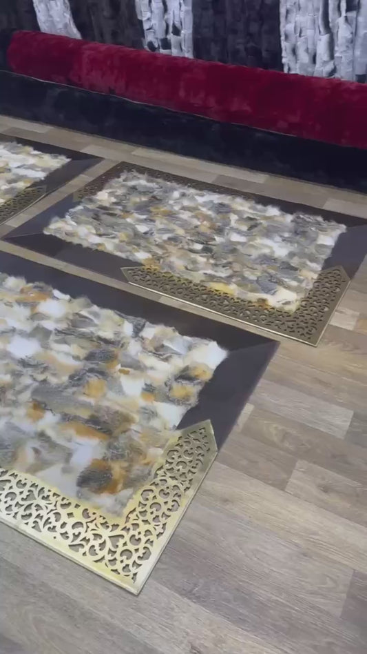 Handmade Natural  Genuine Fluffy Fox Fur Area 8 x 10 Rug for Child Room