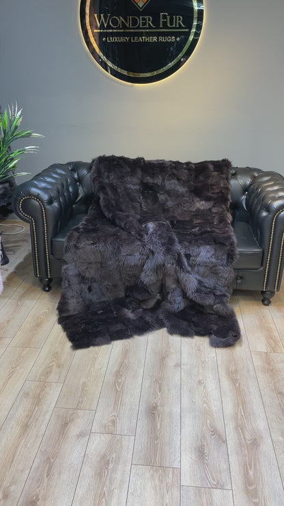 Sheepskin Fur Throw Shaggy Sheepskin Blanket, Natural Handmade Sofa fur Throw