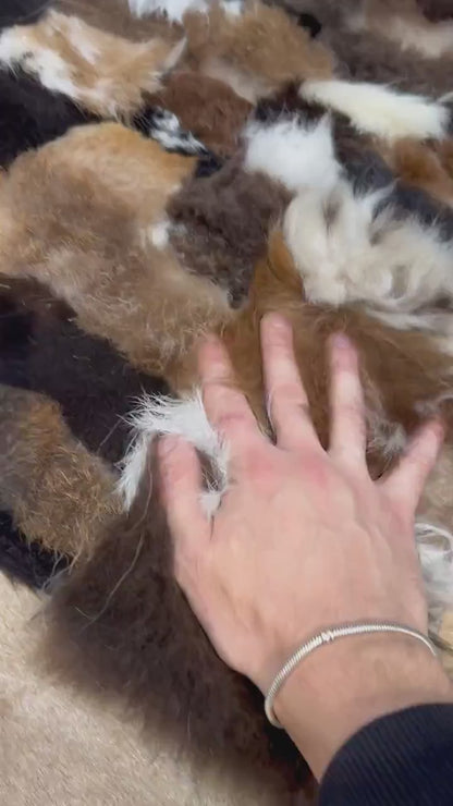 Luxury Mix Colour Sheepskin Brown Fur Wool Living Room Rug, Shaggy Rug