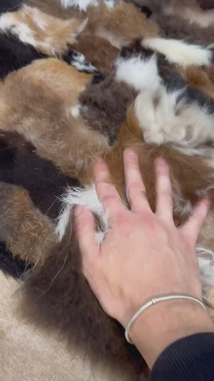 Luxury Mix Colour Sheepskin Brown Fur Wool Living Room Rug, Shaggy Rug