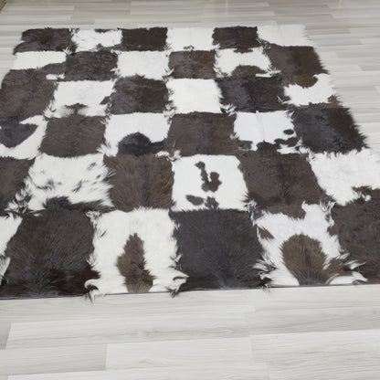 Handmade Genuine Goatskin Patchwork Area Rug
