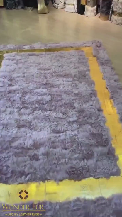 Handmade Purple Genuine Sheep Leather Unique Area Rug, Handmade Sheepskin Living Room Rug (Kopya) (Kopya)