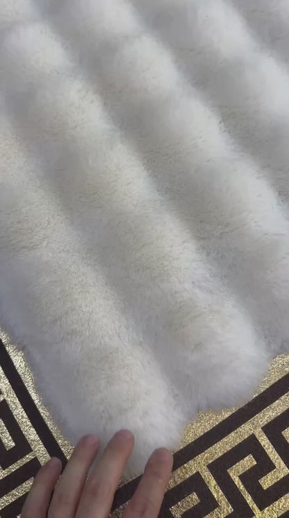 Handmade Black and White Plush Area Rug | Soft Fluffy Shag Carpet