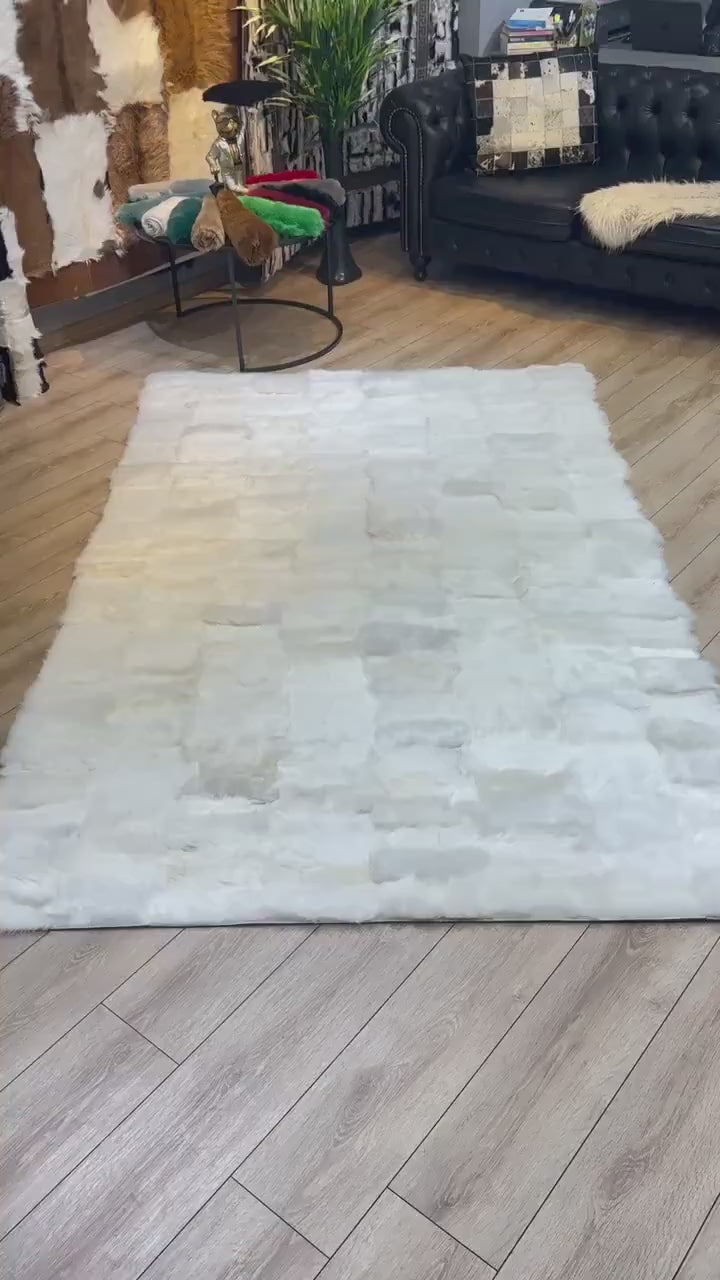 Shaggy Soft Non Slip White Sheepskin 5x7 Bedroom Rug , Natural Carpet