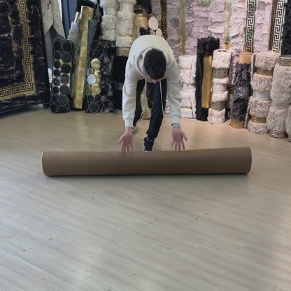 Black Sheepskin Rug with Warm Orange Cowhide Border