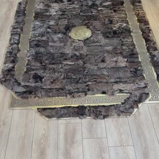 Wonderful Fluffy Soft Gray And Silver Sheepskin Large Area Office Rug