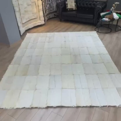 Handmade White Natural Goatskin Area Rug