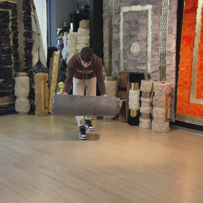 Silver Gray Genuine Fox Fur Area Rug with Natural Fur Texture