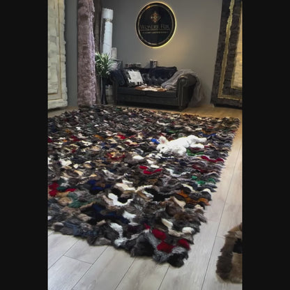 Luxury Multicolor Fox Fur Area Rug (8×10 ft)