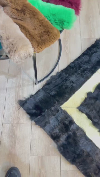 Modern Handmade 8x10 Black Gold Sheepskin Living Room , Luxury Carpet