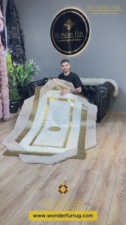 Unqieue Tricolor Faux Fur Area Rug, Handmade Modern Design Plush Non Slip Rug