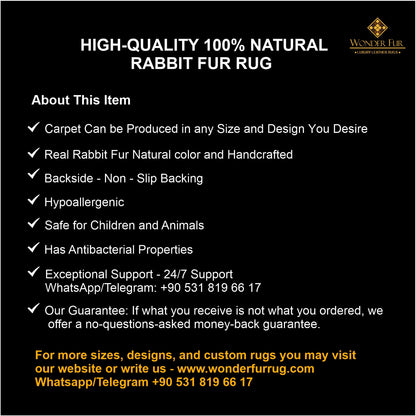 Natural Real Luxury Rabbit Fur Rug, Soft Fur Carpet for Home Decor